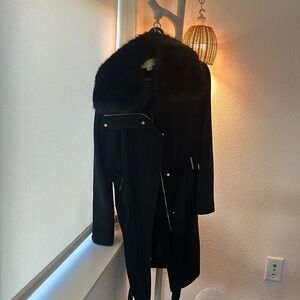 MICHAEL Michael Kors coat designed with faux-fur trim and a self-tie belt